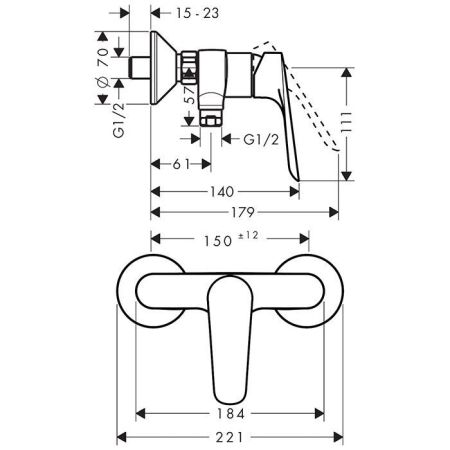 HG Logis E Смеситель для душа, настенный, цвет: хром, артикул 71602000