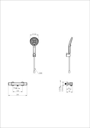 Смеситель для душа с термостатом WONZON & WOGHAND STAY 2, Темный графит (WW-B2016-A-BGG), артикул WW-B2016-A-BGG