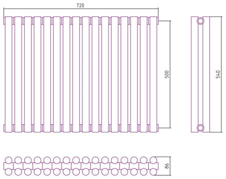 Отопительный радиатор ЭСТЕТ-11 н/ж 500х720 / 16 сек (БЕЛЫЙ), артикул 12-0302-5016