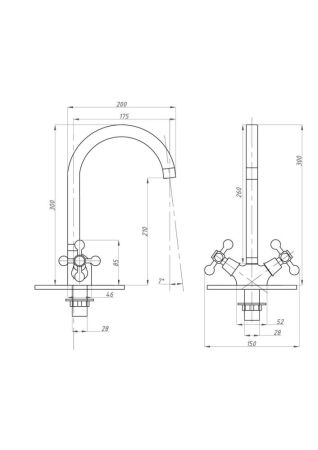 Смеситель для кухни FAUZT FZs-202-32 тип См-МДЦБА, артикул FZs-202-32