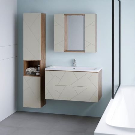 Тумба под раковину подвесная Бриклаер КРИСТАЛЛ латте, 100 см, артикул 4627125416897