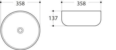 Раковина керамическая накладная AM-102, цвет белый, 358x358x137, артикул AM-102