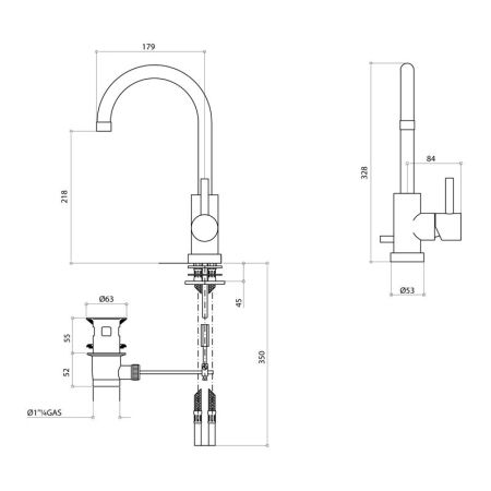 Bongio T Leva Laterale Смеситель для раковины с высоким изливом, цвет хром, артикул 32583CRPR