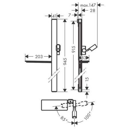 HG Unica Штанга для душа E, 90см со шлангом, цвет: белый/хром, артикул 27640400