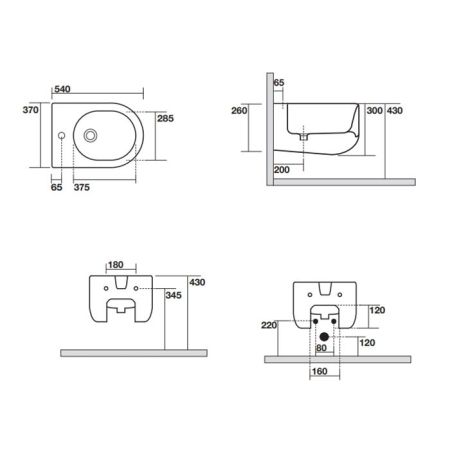 Kerasan Flo Биде подвесное 54х28,5см, с 1 отв.под смеситель, цвет: белый матовый, артикул 312330