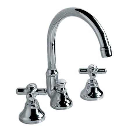 Devon City Смеситель для раковины высокий  на 3 отв. с донным клапаном, цвет: хром