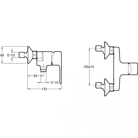 Смеситель для душа  JACOB DELAFON JULY E16029-4-CP (хром, L-13,3), шт, артикул E16029-4-CP
