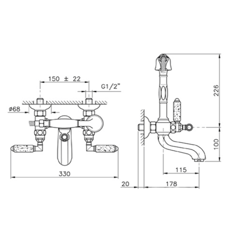 Nicolazzi Teide Смеситель для ванны/душа на 2 отверствия , цвет: хром, артикул 1901CR05