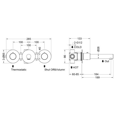 Смеситель для раковины встроенный с термостатом Timo Saona 2382/00SM хром, артикул 2382/00SM