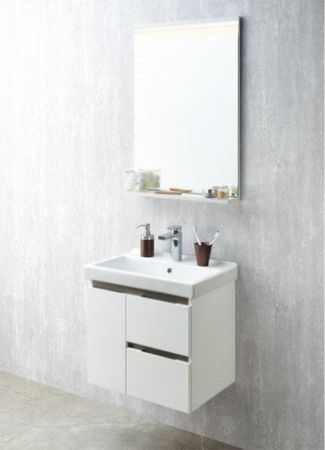 Тумба под раковину Акватон Рене 60 подвесная 1A222101NRC80 Белая Грецкий орех, артикул 1A222101NRC80