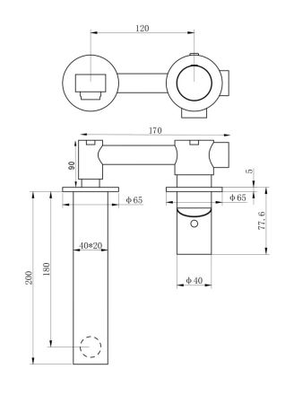 Смеситель для раковины встраиваемый WONZON & WOGHAND, Брашированный никель (WW-105-BS)