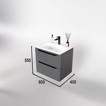 Тумба подвесная "Марелла 60" (2 ящ.) Люкс антискрейтч серый, PLUS Тумба подвесная "Марелла 60" (2 ящ.) Люкс антискрейтч серый, PLUS