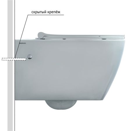 Унитаз BERGES подвесной MASCON  Rimless 57 см, сиденье дюропласт Toma Slim SO, микролифт, быстросьем, артикул 082128