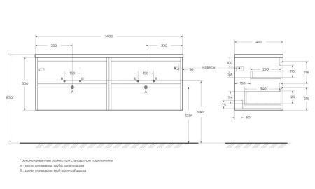 Мебель для ванной комнаты BELBAGNO KRAFT-1400 со столешницей, артикул KRAFT-700-2C-SO-BL