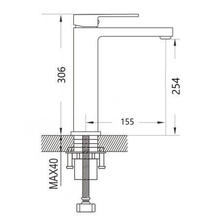 Смеситель для раковины высокий Maretti Umbria Black UMB32RF52, черный, артикул UMB32RF52