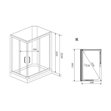 Душевая кабина Timo Premium ILMA ILMA102R, 120x80x222