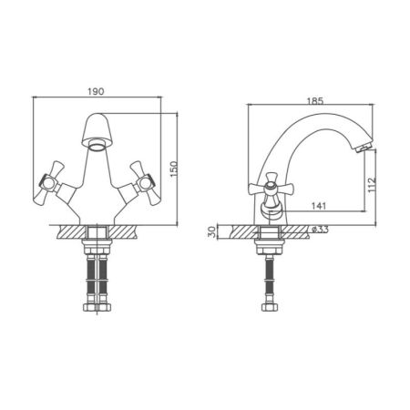 Смеситель для раковины Cron CN1042, хром