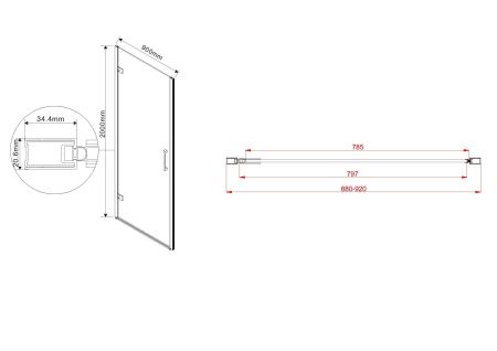 Душевая дверь Flex VDP-1F900CG, 900, хром, стекло тонированное, артикул VDP-1F900CG