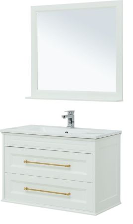 Мебель для ванной Aquanet Бостон М 100 белый (ручки золото) (лит. мрамор), артикул 00281192