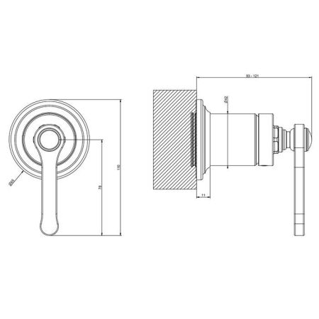 GESSI VENTI20 Смеситель встраиваемый, однорычажный, внешняя часть, цвет Brushed Brass PVD, артикул 65131#727