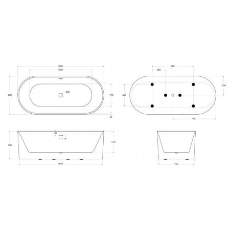 Акриловая ванна BELBAGNO BB705-1800-800, артикул BB705-1800-800