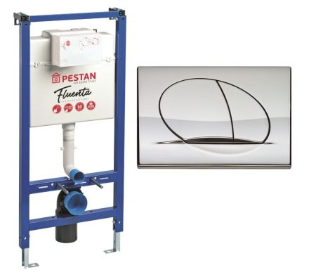 Инсталляция Pestan для подвесного унитаза в комплекте с кнопкой, цвет хром глянец, артикул SET40006356PC