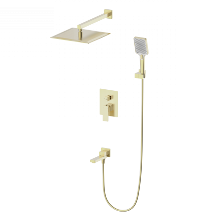 Душевая система встраиваемая WONZON & WOGHAND CUBE 2.0, Брашированное золото (WW-88087068-BG), артикул WW-88087068-BG