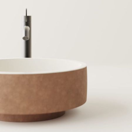 AGAPE CENOTE Раковина Ø420х182 мм., для установки на столешницу, цвет снаружи Natural earth, внутри Cream white