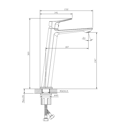 Смеситель для раковины высокий DQ Leipzig хром (DA1762001), артикул DA1762001