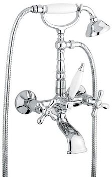 Emmevi Deco Old, смеситель с ручным душем для ванной, цвет белый-золото