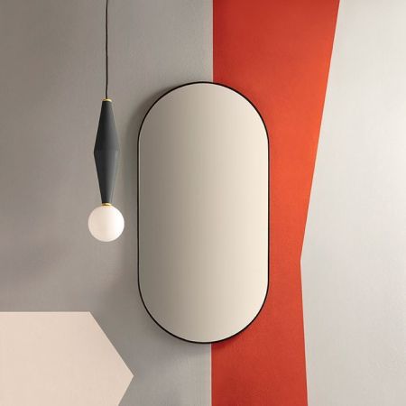 Зеркало, Globo, OPI-MIRRORS, овальное, ширина, мм-900, глубина, мм-25, высота, мм-450, тип установки-настенный, без подсветки, рама-есть цвет рамы-черный