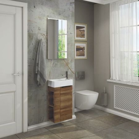 Тумба с раковиной Comforty Матэ 40 00-00000832 подвесная Дуб темно-коричневый