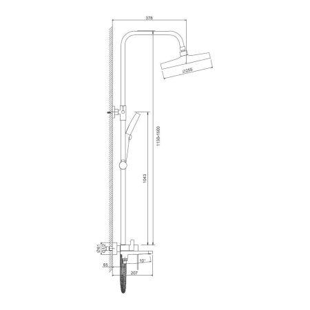 Душевая система BELZ B24713-3, оружейная сталь