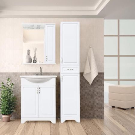 Тумба с раковиной Style Line Олеандр-2 65 (3 ящ.) под умывальник Байкал 65, белая