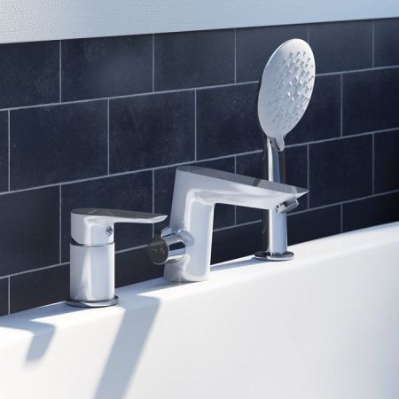 Смеситель на борт ванны Iddis Cloud на 3 отверстия Белый/хром, артикул CLOSB30i07