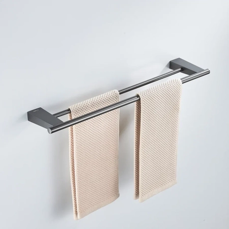 Полотенцедержатель двойной Shevanik SG5727T, оружейная сталь, артикул SG5727T