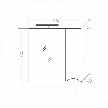 Зеркальный шкаф Санта Сатурн 70 см, 700274, с подсветкой, белый