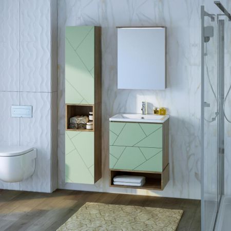 Зеркальный шкаф Бриклаер КРИСТАЛЛ 56 см, дуб гранж песочный, артикул 4627125417221