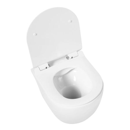 OVALE Унитаз подвесной безободковый с сиденьем в комплекте AM011CHR/SC, артикул AM011CHR/SC