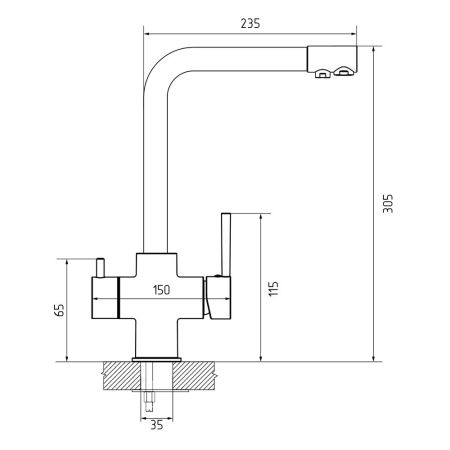 Смеситель для кухни с подключением фильтра GranFestGF-Z-5423, серый