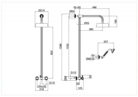 Душевая стойка со смесителем CEZARES OLIMP-CD, артикул OLIMP-CD-02-M