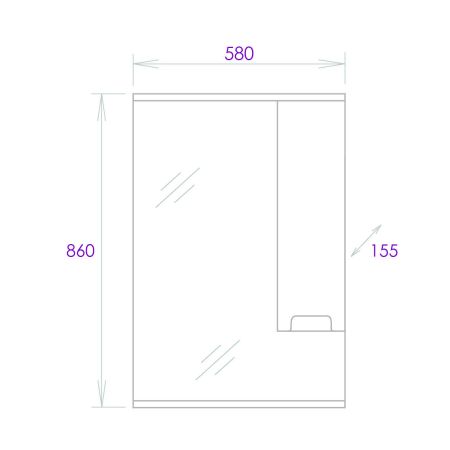 Шкаф-зеркало Onika Харпер 58 белый глянцевый, правый, с подсветкой, артикул 205849