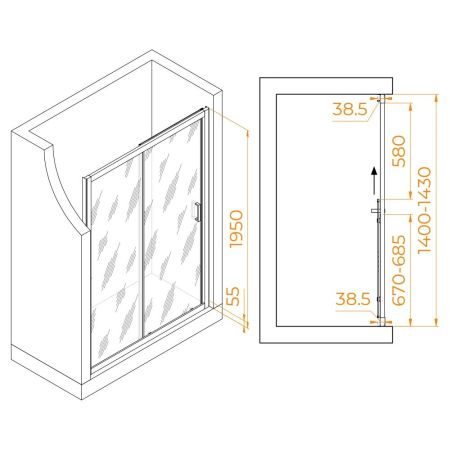 Душевая дверь RGW PA-016B (Прозрачное, 1400), артикул 350801614-14