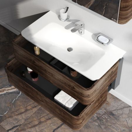 M30FHX1002NF Sensation, База под раковину, подвесная, 100 см, ящики, орех, текстурированная, шт M30FHX1002NF Sensation, База под раковину, подвесная, 100 см, ящики, орех, текстурированная, шт