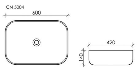 Умывальник чаша накладная прямоугольная Element 600*420*140мм CN5004 Умывальник чаша накладная прямоугольная Element 600*420*140мм CN5004