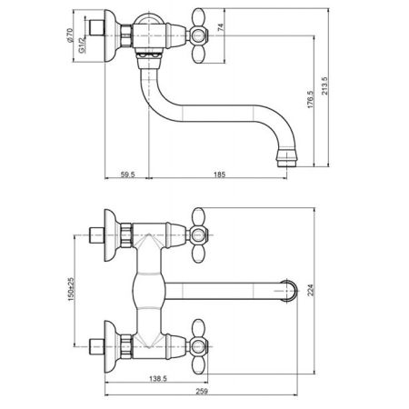 FIMA|Carlo Frattini Kitchen Смеситель (Olivia) для кухни, настенный монтаж, вращающийся излив, цвет хром, артикул F5006CR