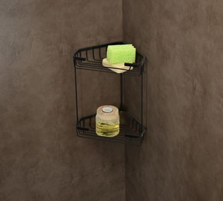 Gedy, решётка угловая 2-х уровневая, высота 27 см, цвет черный матовый, артикул 2481(14)