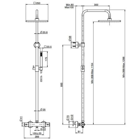 Fima Carlo Frattini Colonne doccia Душевая стойка, верхний душ 25х25см., с термостатическим смесителем, держателем и ручным душем, цвет: хром Fima Carlo Frattini Colonne doccia Душевая стойка, верхний душ 25х25см., с термостатическим смесителем, держателем и ручным душем, цвет: хром