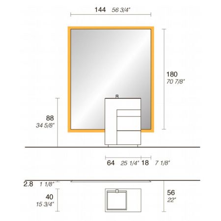 NOORTH milldue edition Зеркало VETRA 144хh180см с 4-х сторонней светодиодной подсветкой, артикул 2292