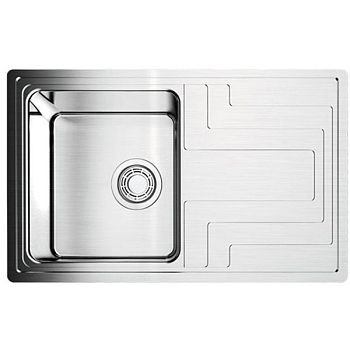 Мойка, OMOIKIRI, Mizu, с крылом, ширина, мм-780, глубина, мм-480, высота, мм-210, тип установки-встраиваемый, отверстия для смесителя-отсутствуют, с переливом, сифон и донный клапан в комплекте, материал-нержавеющая сталь, крепления в комплекте, цвет-нерж